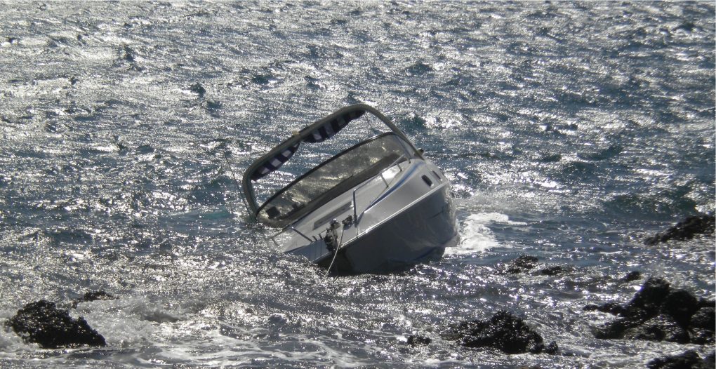 Boat sinking from storm